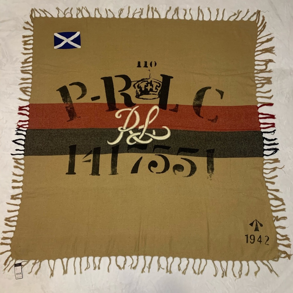 NWT Rare Polo Ralph Lauren Nautical Silk Cotton Banner Blanket 1942 RL Stadium